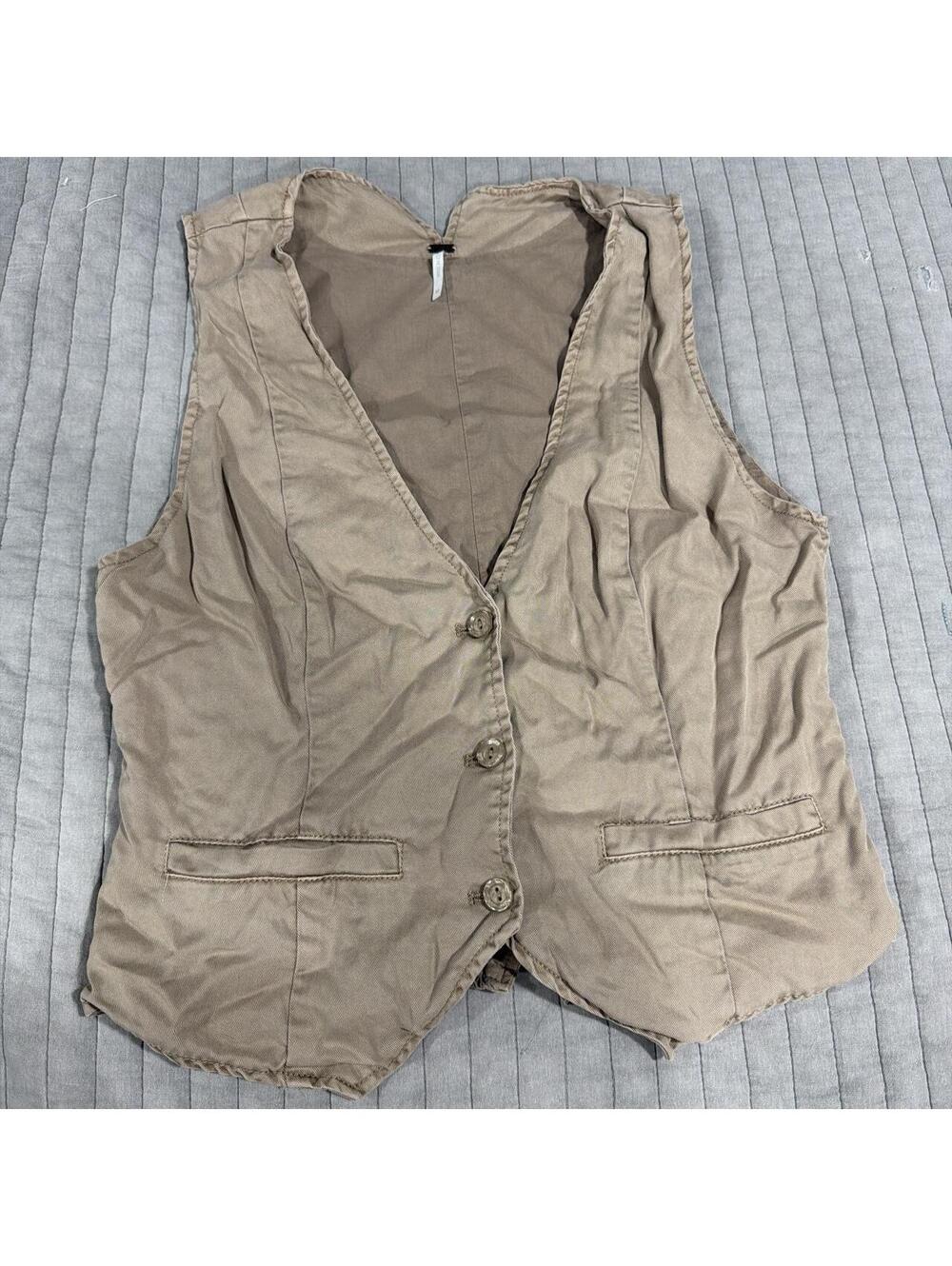 Free People Women's Tan and Brown Gilet